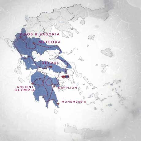 map of 19 days self guided tour of Greece
