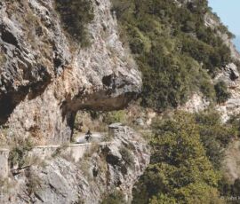 Ride under the rocks Taygetos pass