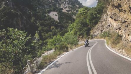riding on the Taygetos mountain pass road