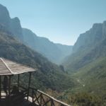 view of Vikos gorge from the west end, at the Vikos village