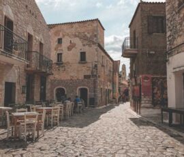 in the cobblestone streets of Areopolis