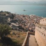 view of town of Nafplio from atop the medieval fortress Palamidi view of town of Nafplio from atop the medieval fortress Palamidi