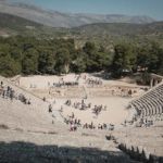 the ancient theater of Epidaurus on a motorcycle tour to Epidaurus