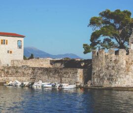 in Nafpaktos view of Nafpaktos old harbour