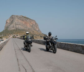 The rock behind of which is situated the fortified town of Monemvasia motorcycles touring to Monemvasia