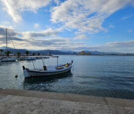 Nafplion harbour, with MotoGreece