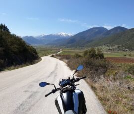 section of the road that connects the provinces of Arcadia and Corinth, on tour with MotoGreece