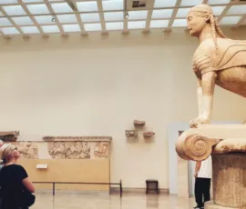 at the museum in Delphi, visiting with MotoGreece