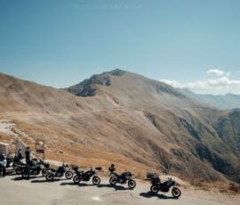at the summit of Baros pass, on tour with Motogreece a group of motorcyclists stopped at the summit of Baros pass during a guided motorcycle tour with Motogreece