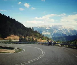 on the west side of mount Parnassos, on tour with MotoGreece