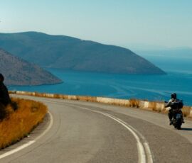 view of the coastal road between Nafpaktos and Itea, on tour with MotoGreece