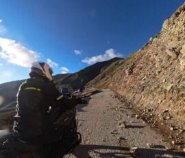 loose stones from cliff faces on the road to Baros pass, on tour with MotoGreece