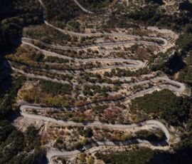 typical section of sustained switchbacks in Tzoumerka, on tour with MotoGreece