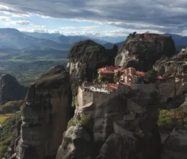 view of Meteora, on tour with MotoGreece