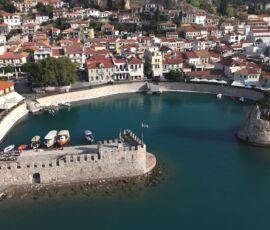 Aerial view of Nafpaktos, by MotoGreece