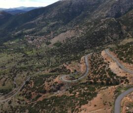 view of mountain road in the province of Arcadia, touring with MotoGreece